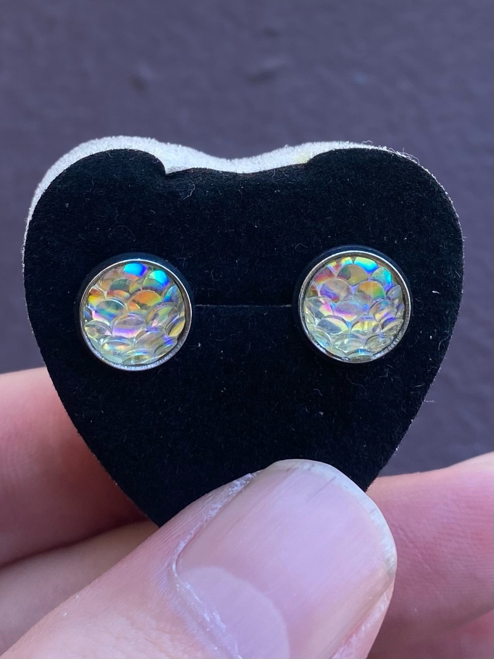 Iridescent Scales Stainless Steel Stud Earrings